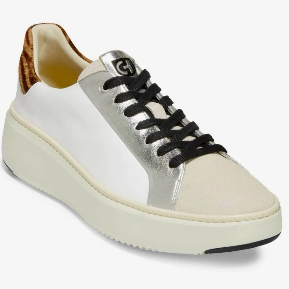 Cole Haan Grandpro Cloudfeel Topspin Leather & Faux Calf Hair Sneakers Size 11 M